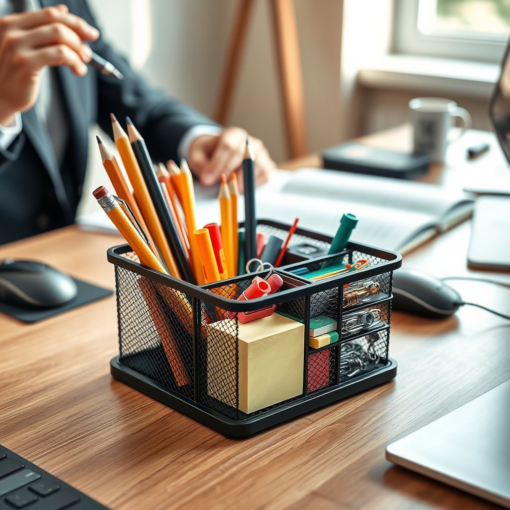 desk organizer in action