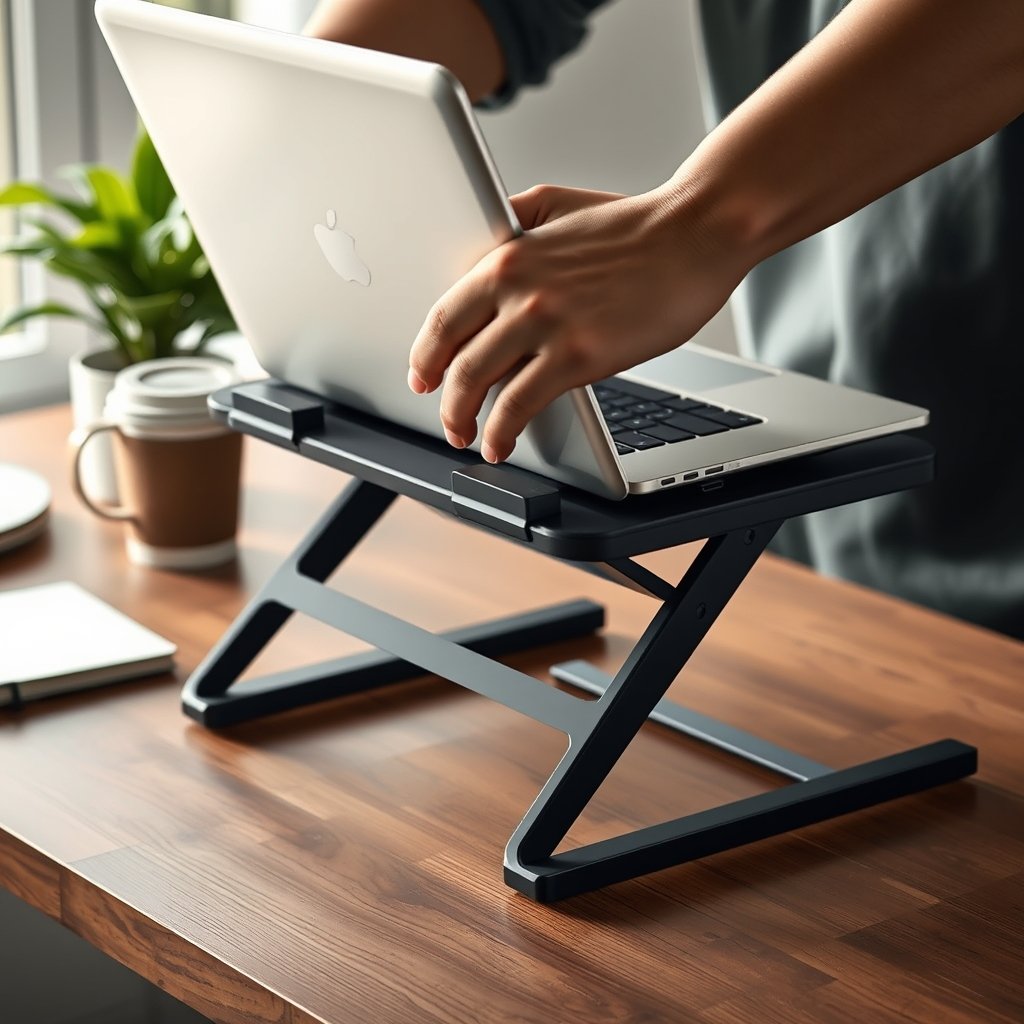 laptop stand in action